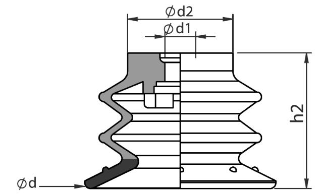 Vacuum Balgsauggreifer rund Ø20-Ø50 PIAB kompatibel - für schwere und sperrige Teile