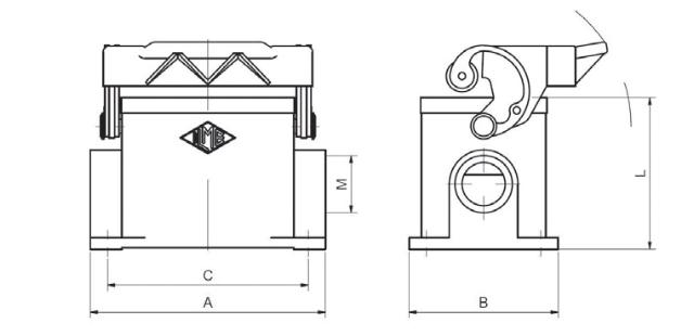Sockelgehäuse mit Abdeckung - 1 Verriegelungshebel