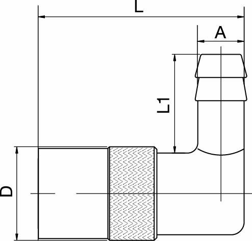 Schnellverschlusskupplung mit Schlauchanschluss 90° TYP International