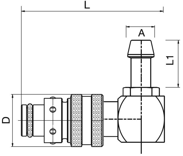Adapter Schnellverschlusskupplung gewinkelt 90° mit Schlauchtülle TYP Französisch