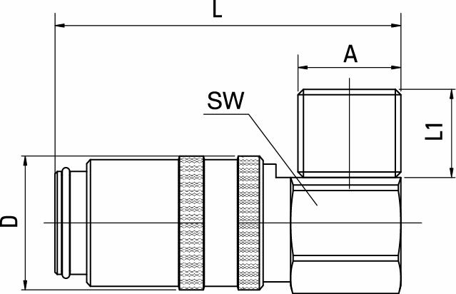 Schnellverschlusskupplung mit Außengewinde 90° - Typ EURO