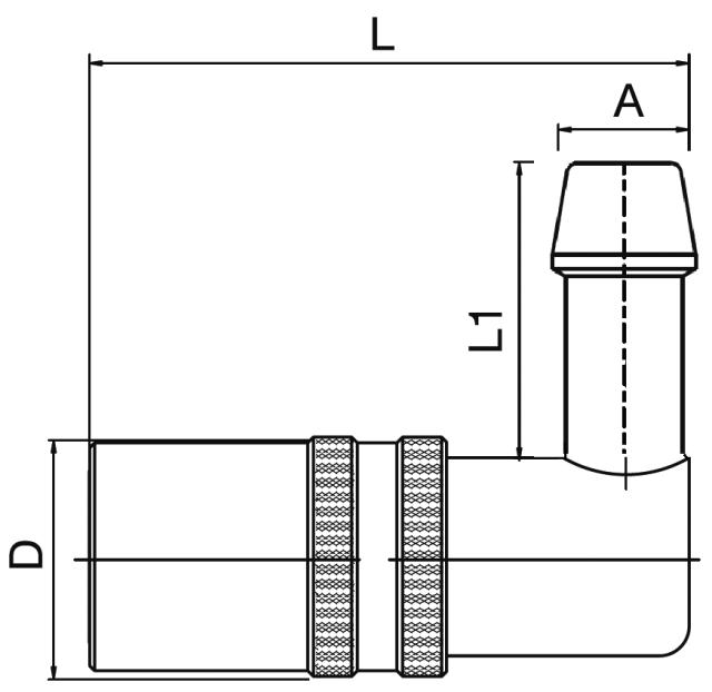 Kupplung 90° mit Ventil