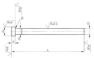 Auswerferstifte DIN 1530 Typ AH gehärtet - 10,2 x 125 mm